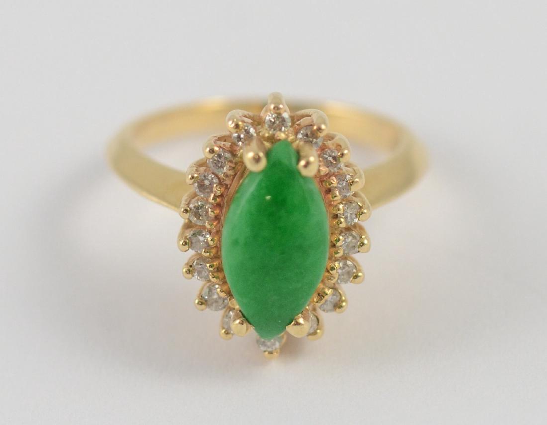 Yellow Gold diamond and jade ladies ring,  3.3 dwt (1 of 3)