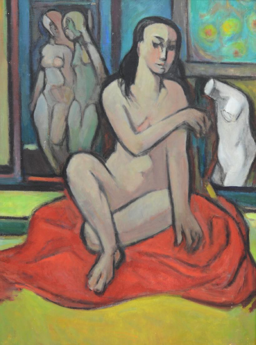 G Ralph Smith oil on board, "Seated Lady" (1 of 2)