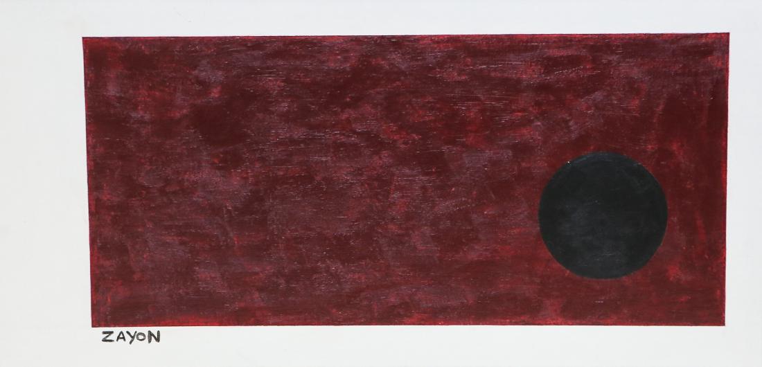 Seymour Zayon acrylic, Black Circle in Red Field (1 of 2)