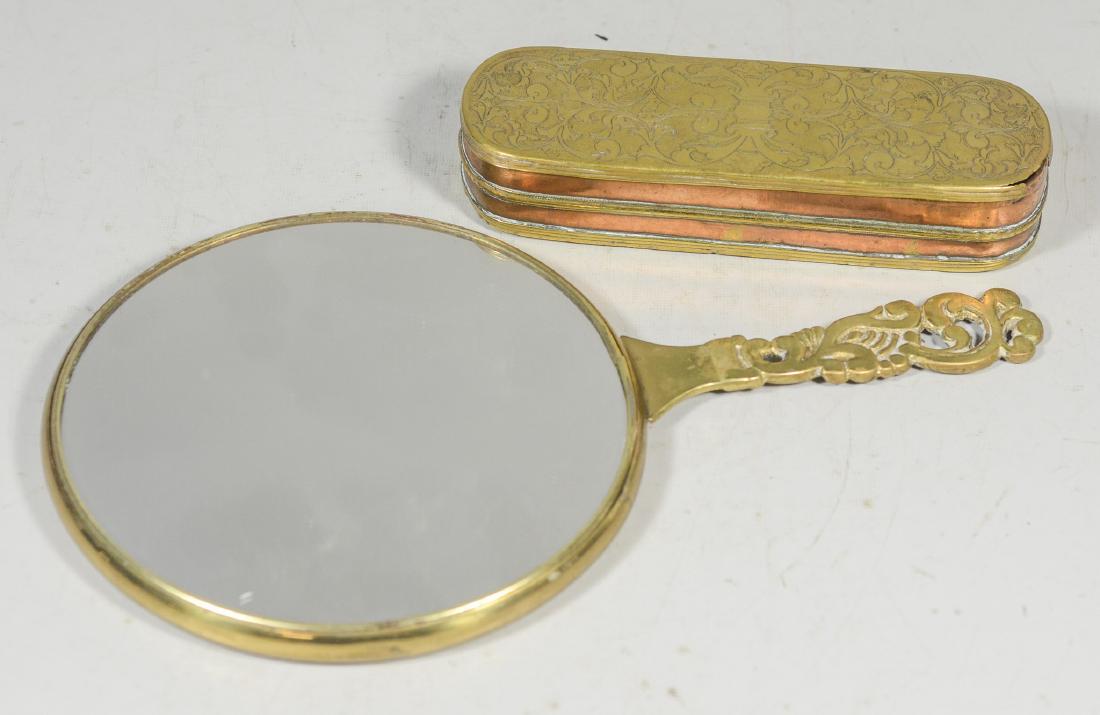 Dutch copper & brass tobacco box with a brass mirror (1 of 3)