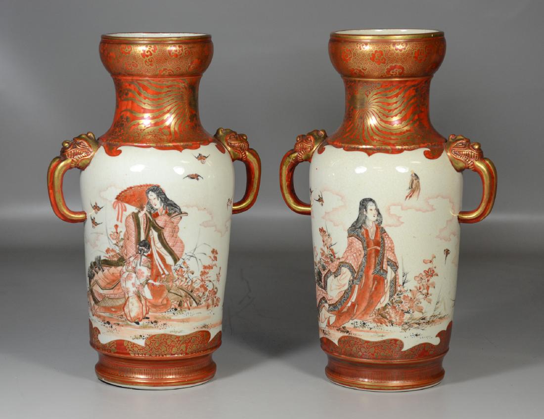 Large pair of Japanese Kutani porcelain vases (1 of 6)