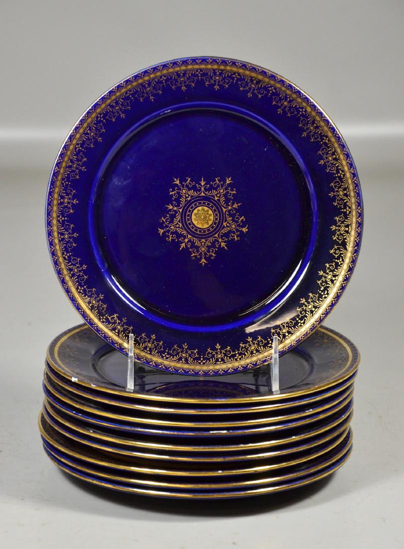10 Sarreguemines cobalt blue and gold plates (1 of 3)