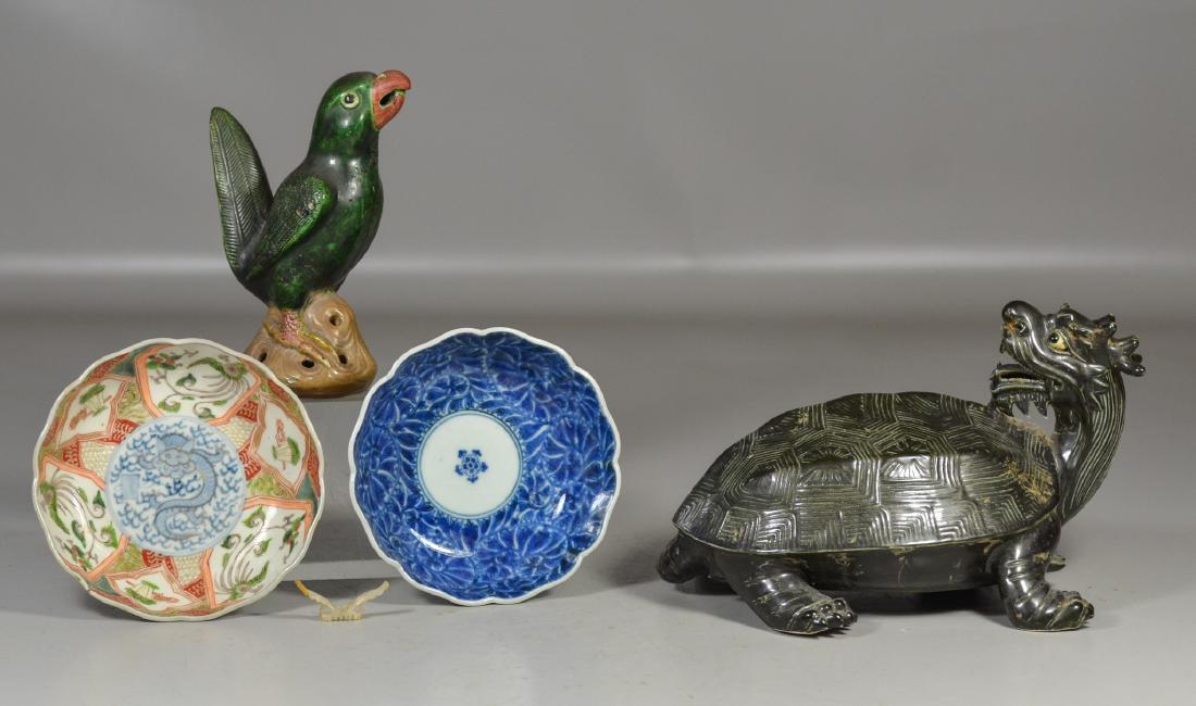 5 Asian pieces to include signed mythical turtle (1 of 10)
