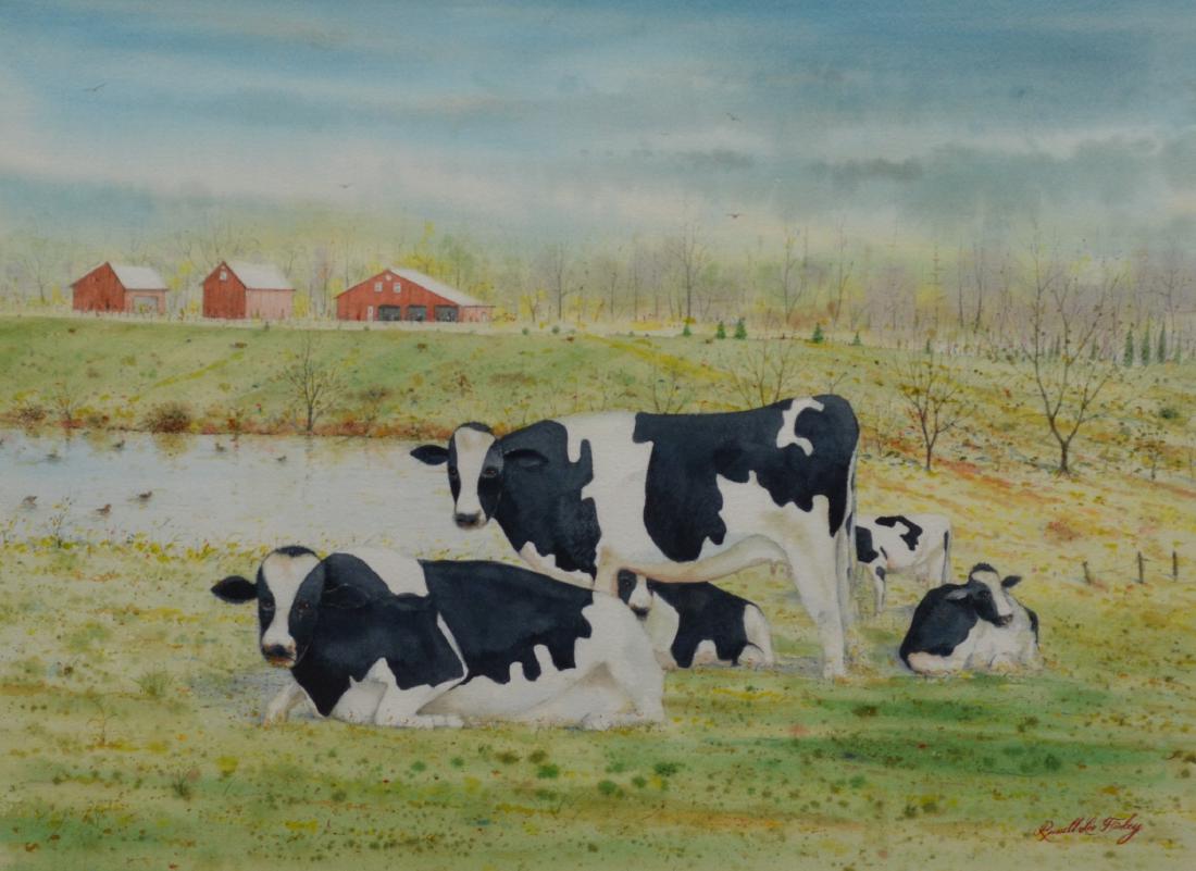 Russell Lee Finley watercolor farm landscape cows (1 of 3)