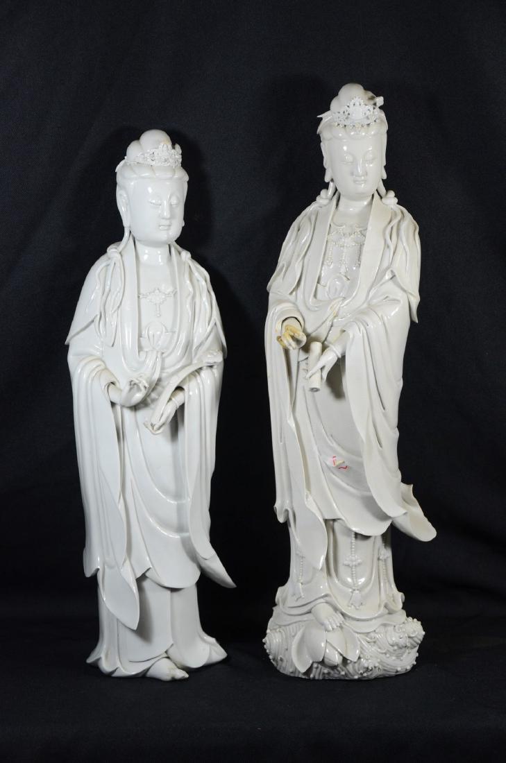 Pair of Chinese blanc de Chine figures of Guanyin (1 of 12)