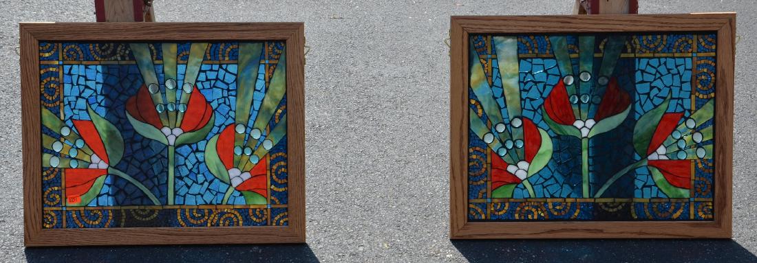 (2) stained glass panels, 21 1/2" x 17 1/2" (1 of 3)