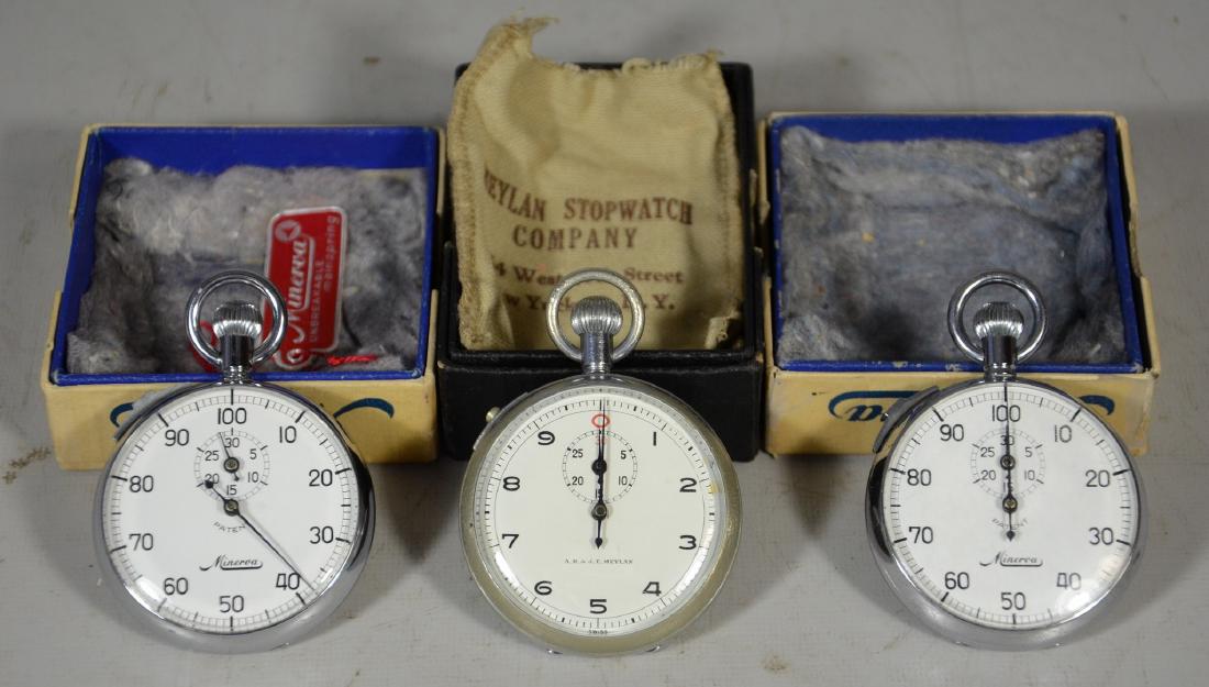 3 Stopwatches, Minerva and Meylon, in Boxes (1 of 1)