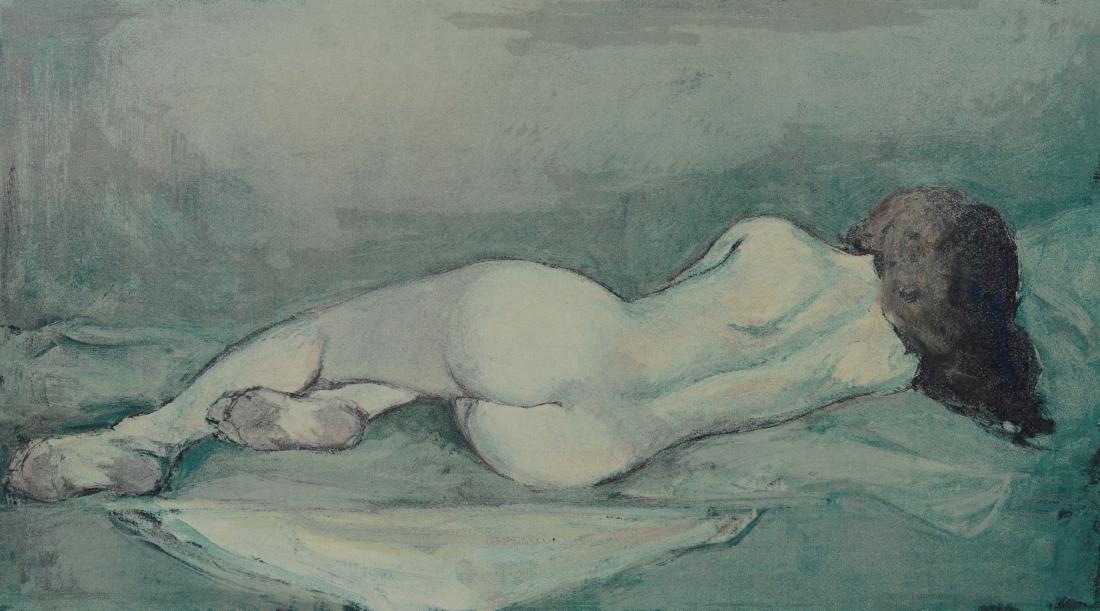 Jan de Ruth (Czech/American, 1922-1991), Lithograph: Jan de Ruth (Czech/American, 1922-1991), Lithograph, "Moments of Morpheus", image of a reclining nude, signed lower right; titled lower center; numbered, “AP” lower left, linen mat and silver fram