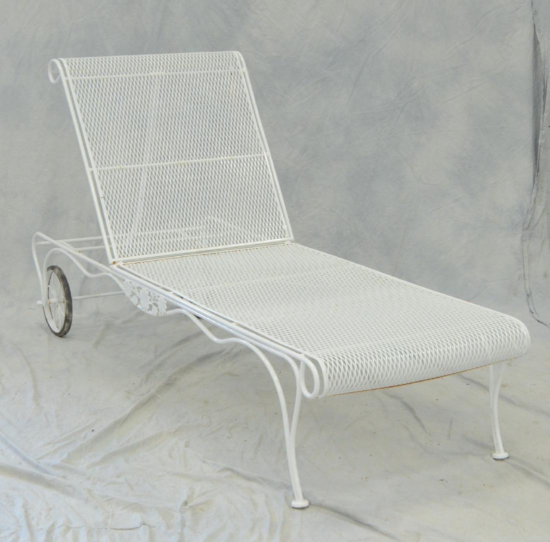 White painted metal patio chaise lounge (1 of 2)