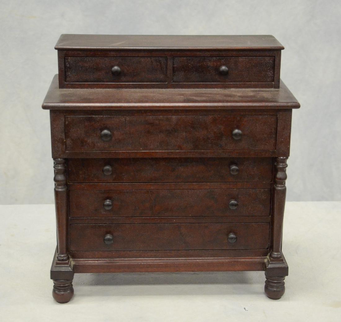 Miniature mahogany Federal style 4-drawer chest (1 of 4)