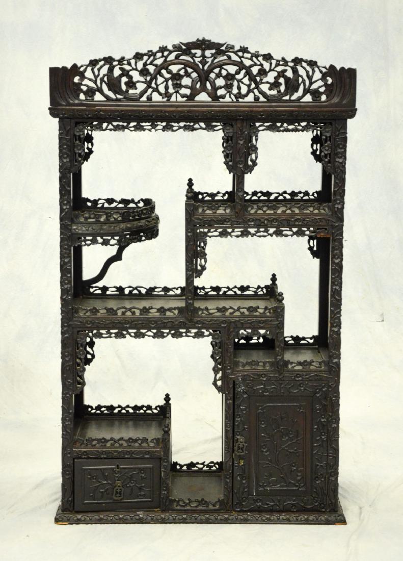 Carved rosewood Asian etagere (1 of 9)