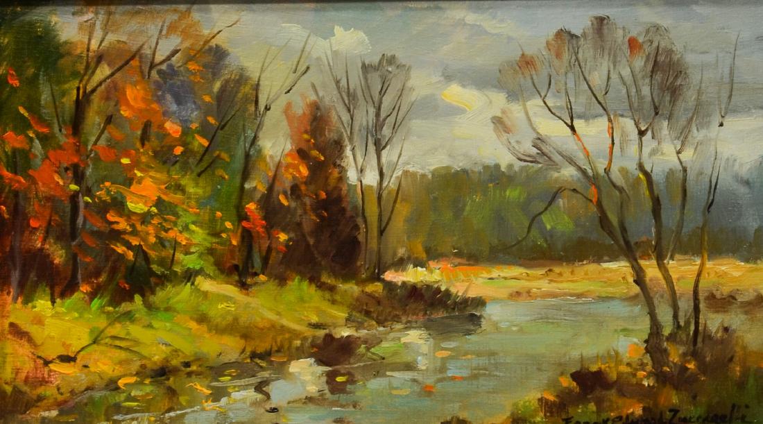 Frank Edward Zuccarelli, autumn landscape, oil panel (1 of 6)