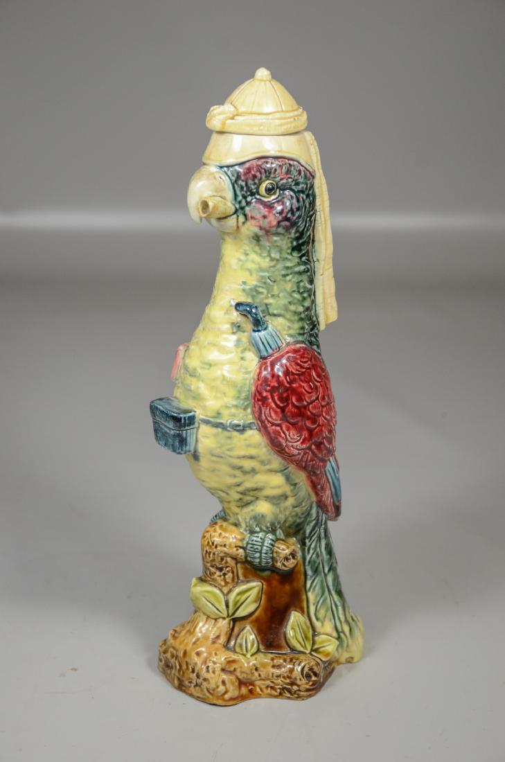 Continental Majolica Parrot Explorer Decanter c.1890 (1 of 6)