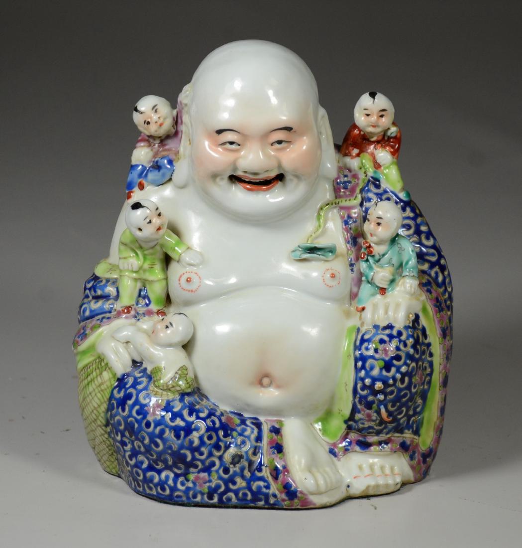 Chinese finely enameled porcelain Buddha figurine (1 of 5)