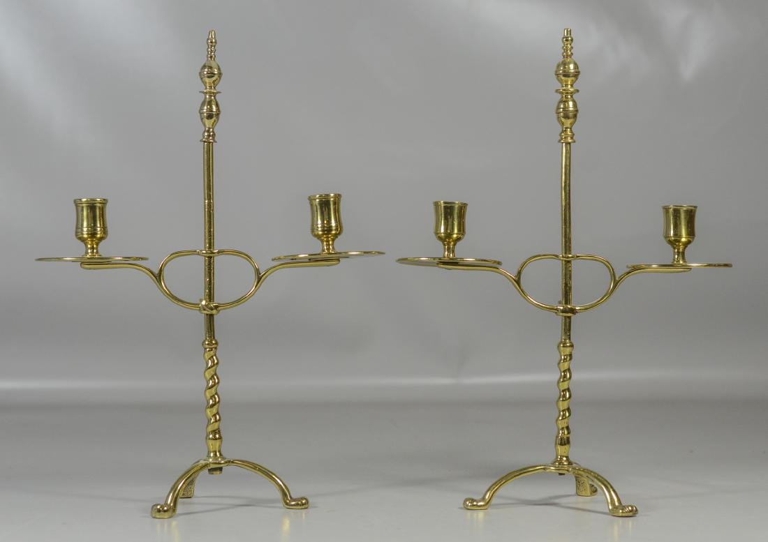 Pair of English brass adjustable 2-arm candlesticks (1 of 1)