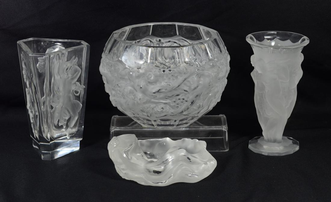 (4) Lalique style crystal pieces with nudes (1 of 9)