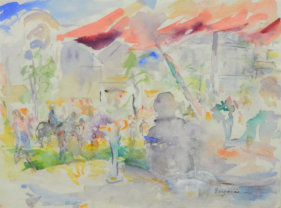 Eugenia Rhoads, "Market Street Mall" wc/paper (1 of 3)