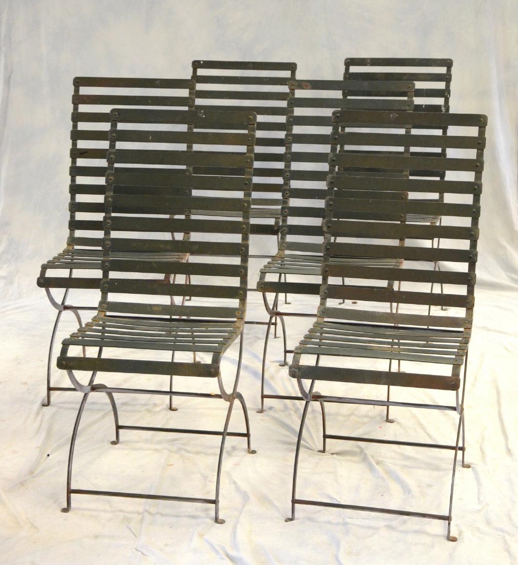 (6) Metal mid-century style slat back patio chairs (1 of 2)