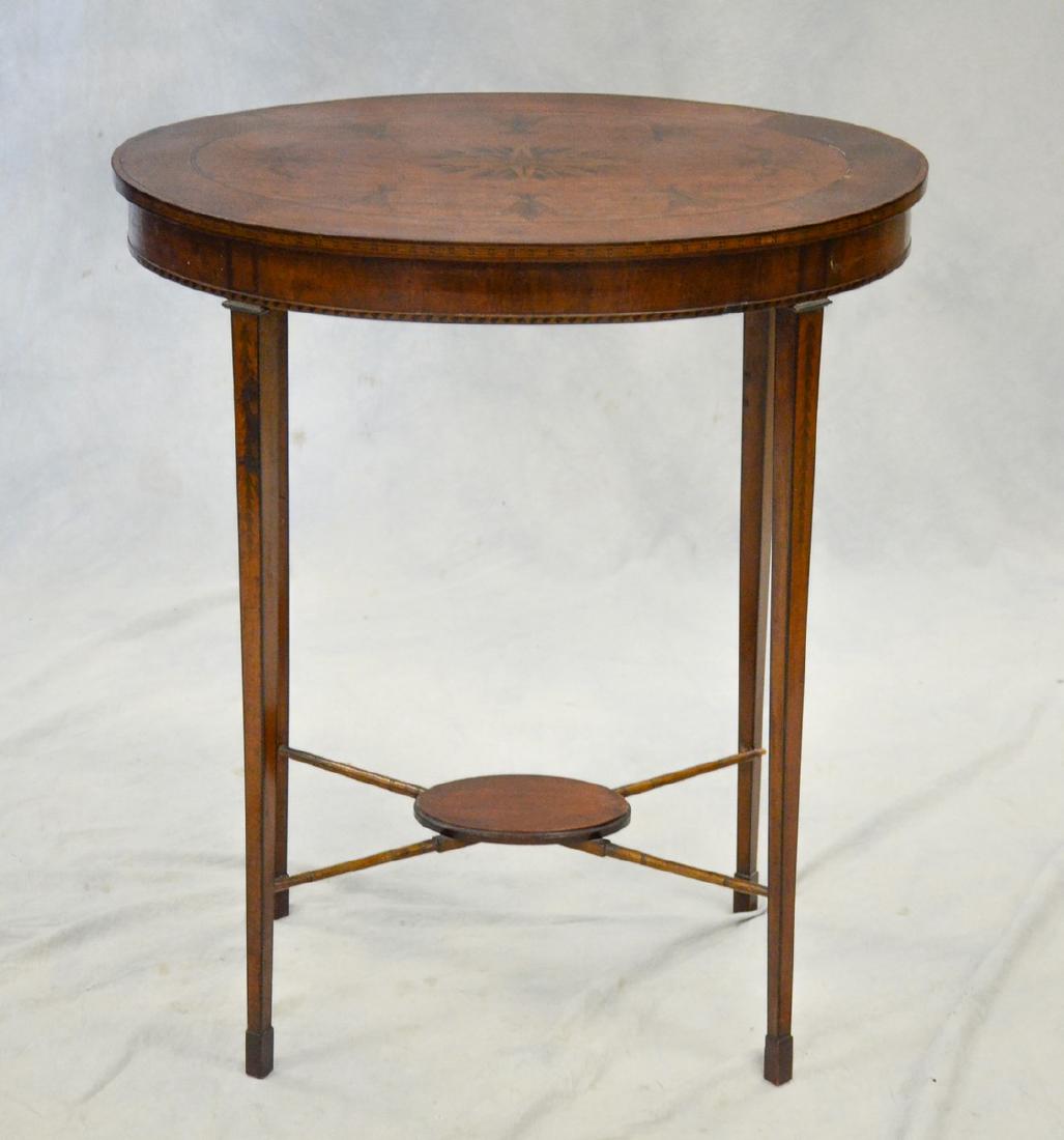 Adams style oval inlaid satinwood side table (1 of 4)