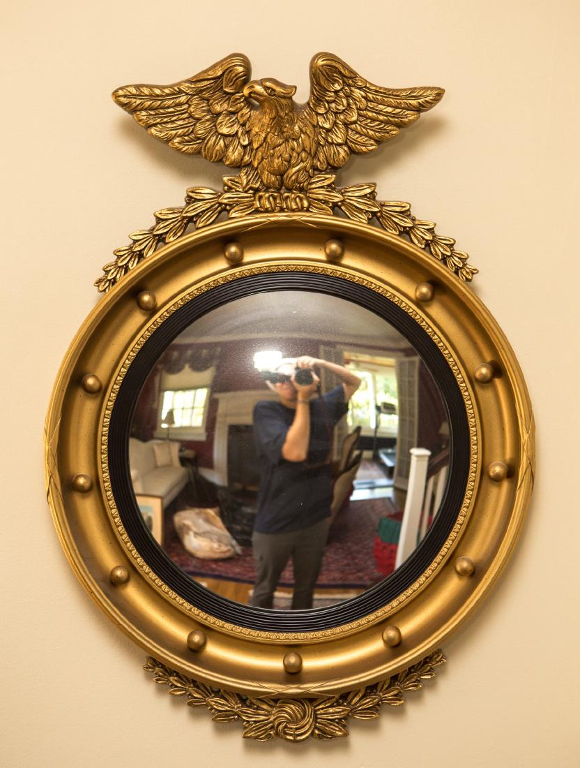 Eagle Crested Gilt Round Mirror (1 of 2)