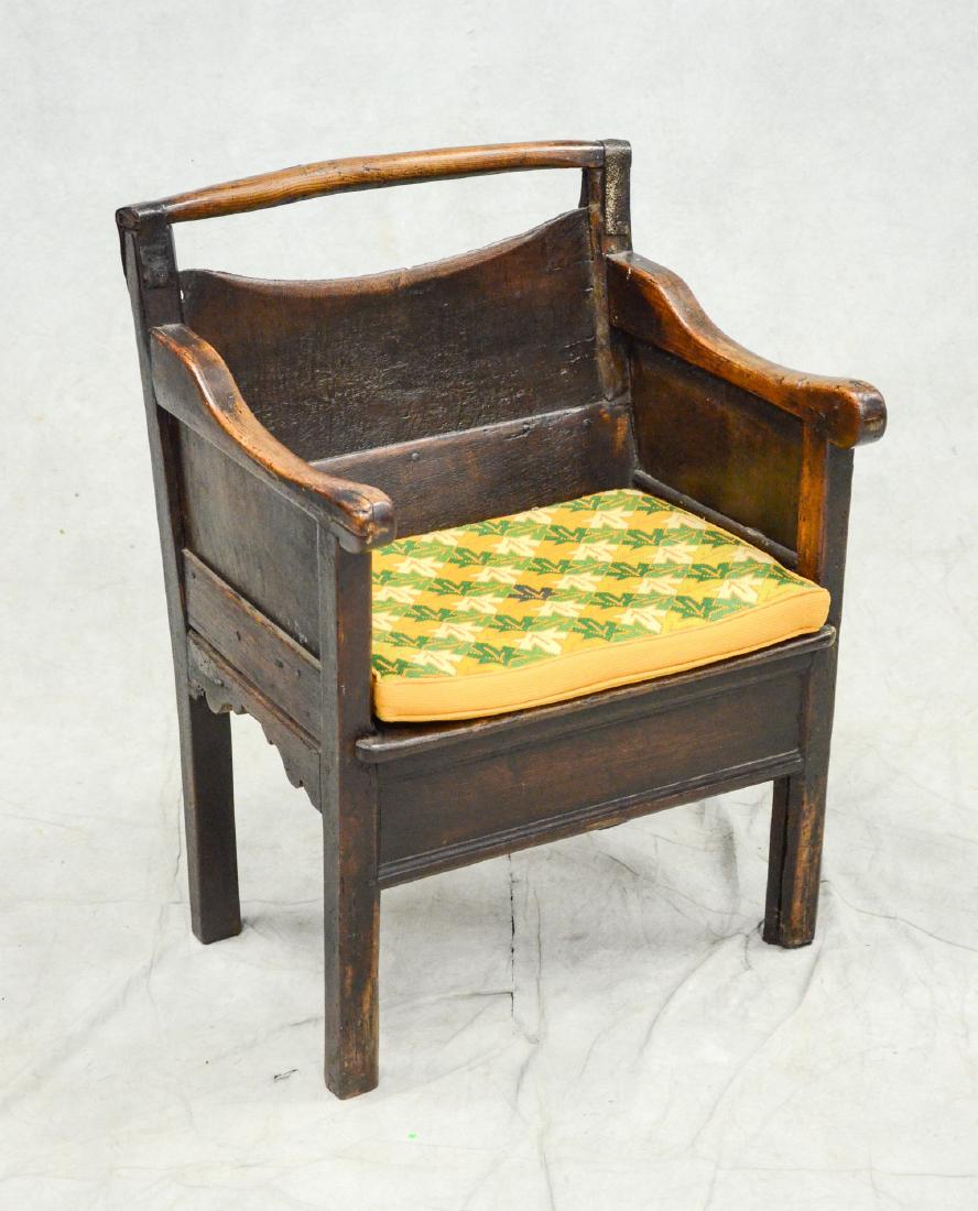 English elmwood wainscot chair w/ needlepoint cushion (1 of 2)
