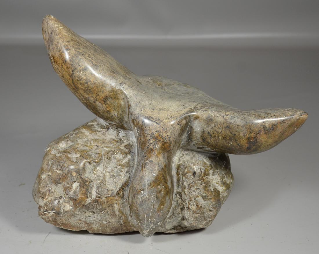 Inuit carved stone swooping bird sculpture (1 of 2)