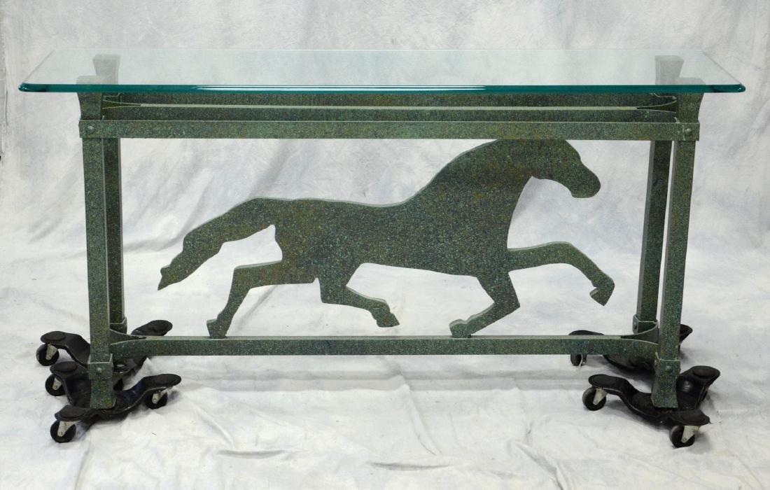 Paint decorated console table with horse base (1 of 1)