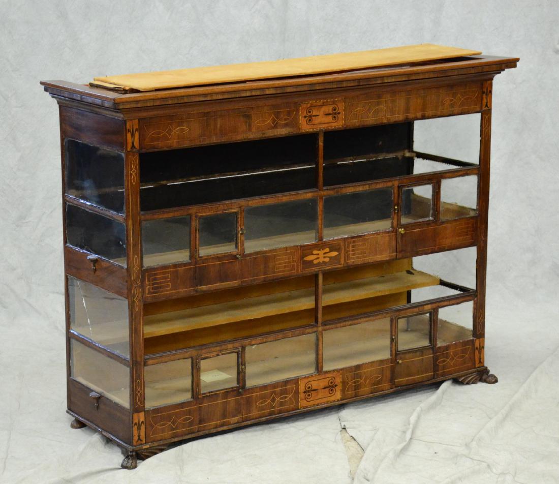 Inlaid mahogany wall mounted curio cabinet, 19th c (1 of 1)