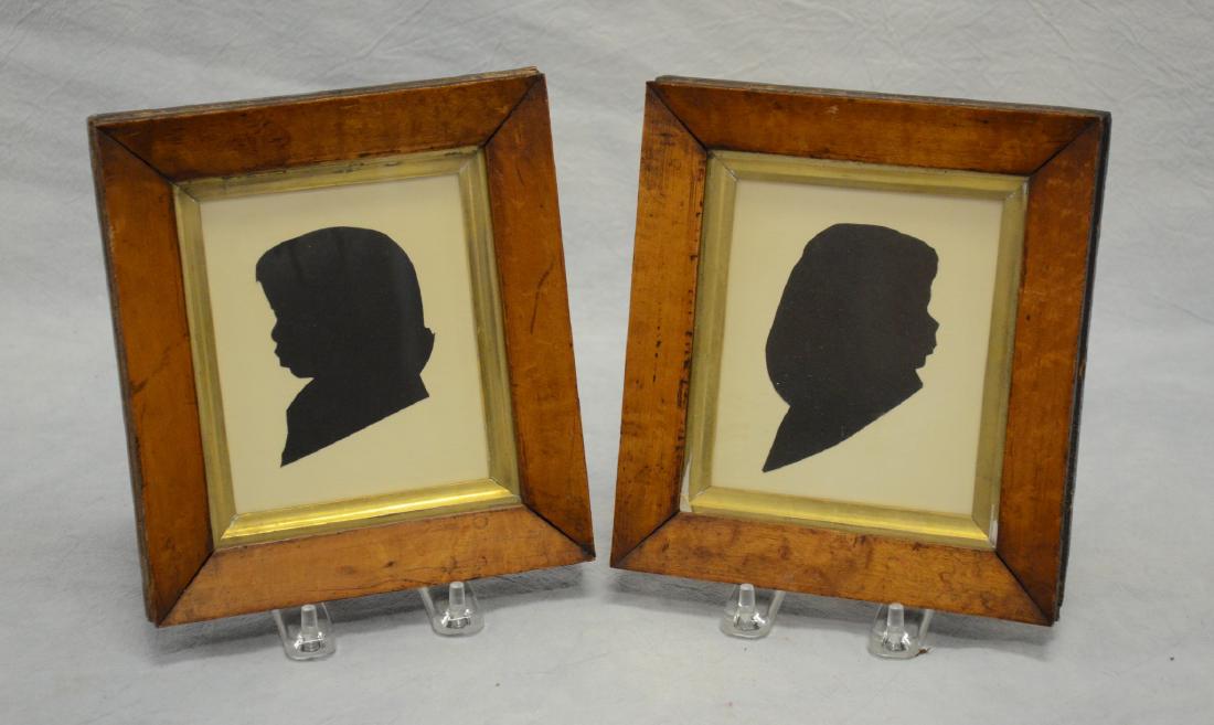 Pair of silhouettes in early maple frames (1 of 1)