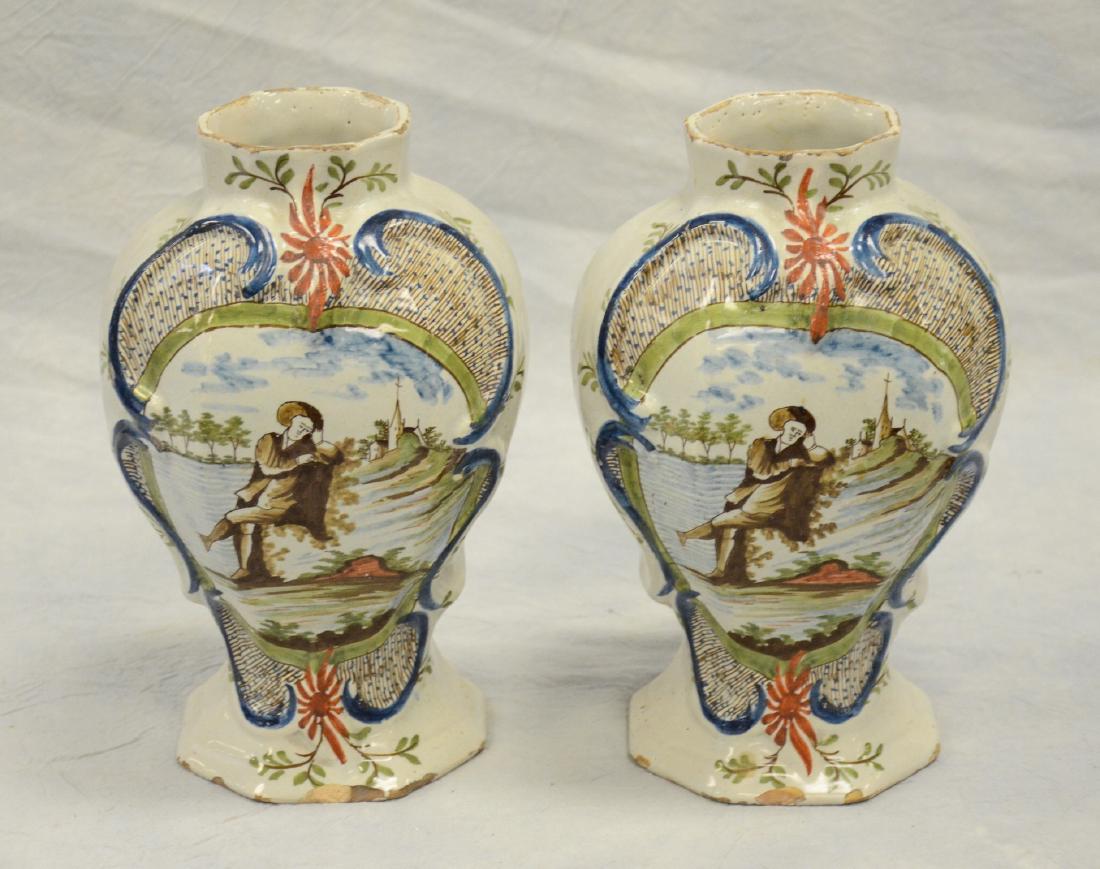 Pair of Continental faience mantle urns (1 of 2)