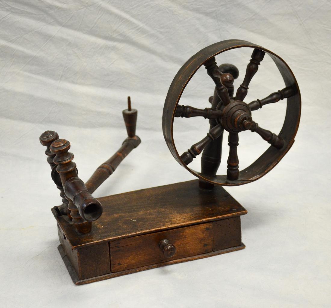 Miniature table top spinning wheel, 11-1/2" w x 14" h (1 of 2)
