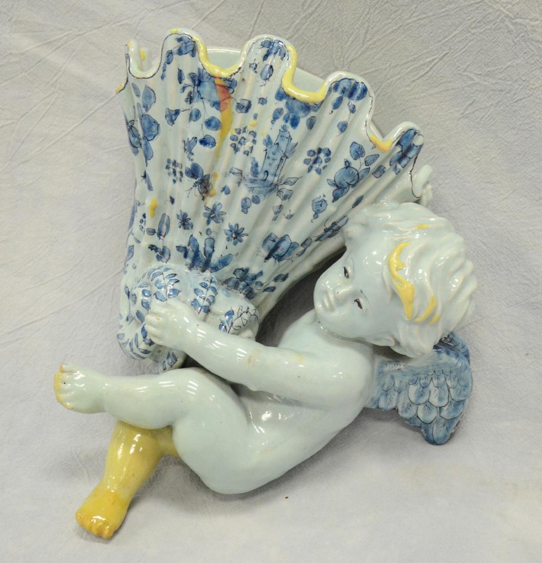 Continental faience wall pocket, 11" h (1 of 3)