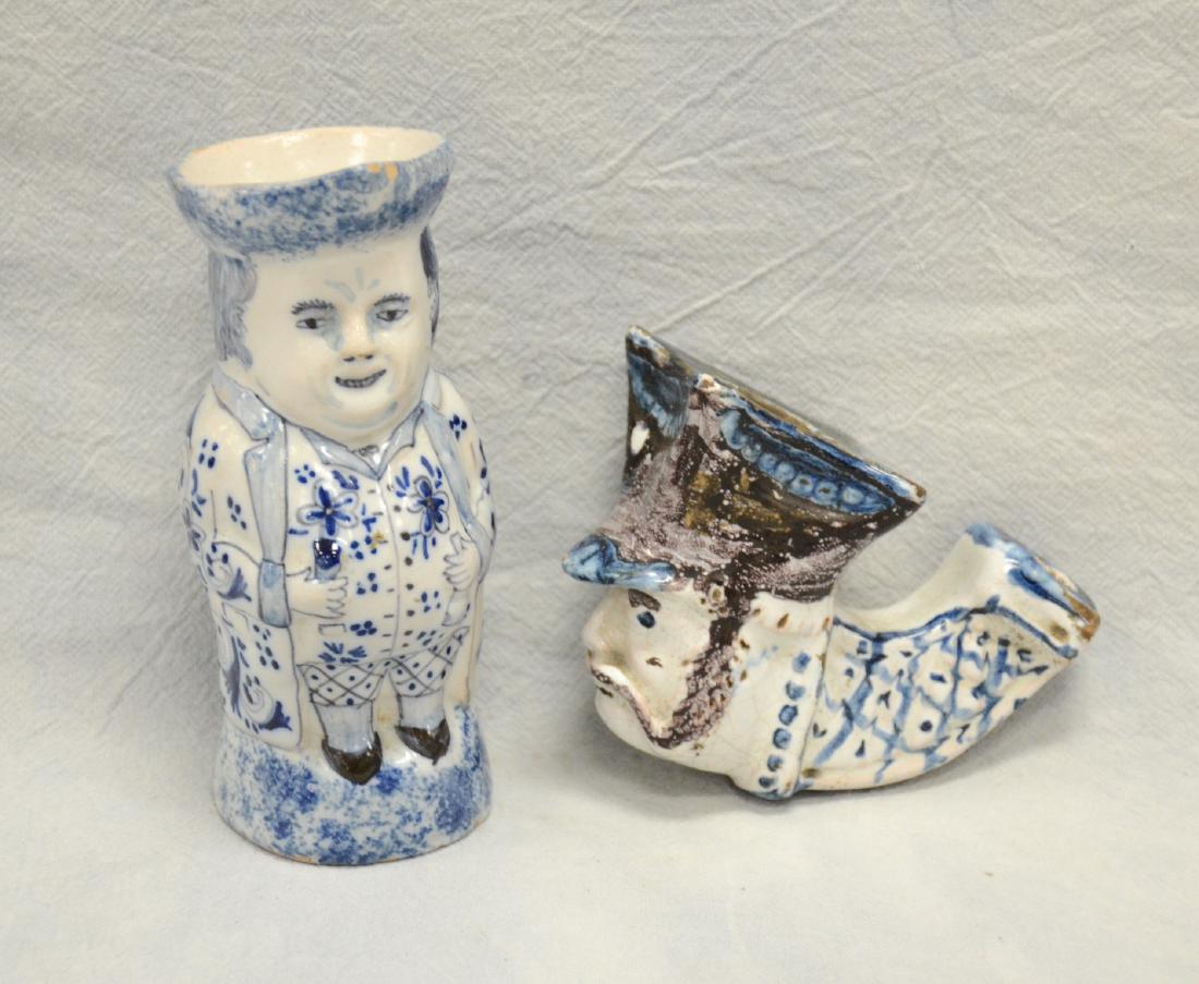 2 pcs Continental faience, pipe bowl, Toby jug (1 of 1)