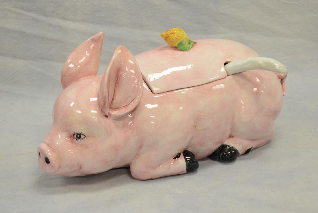 Ceramic pig tureen and ladle (1 of 1)