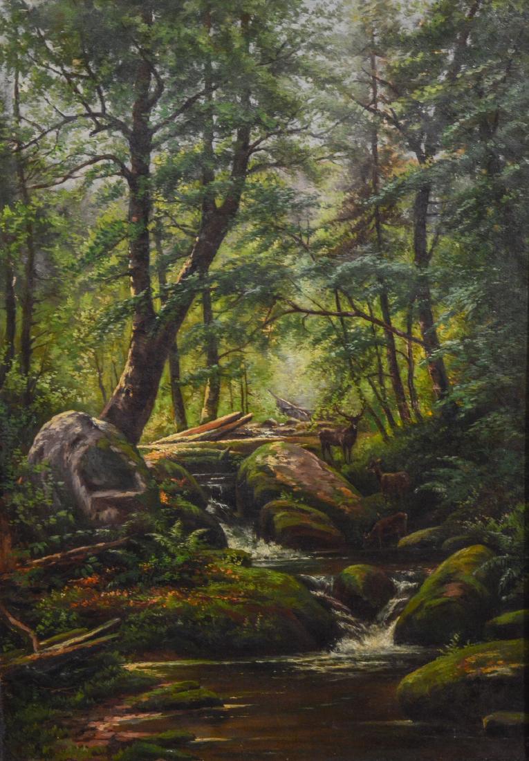 19th C Hudson River School landscape painting with (1 of 2)