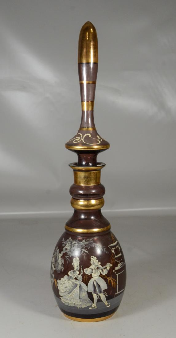 Moser style European enameled amethyst glass oversize (1 of 6)