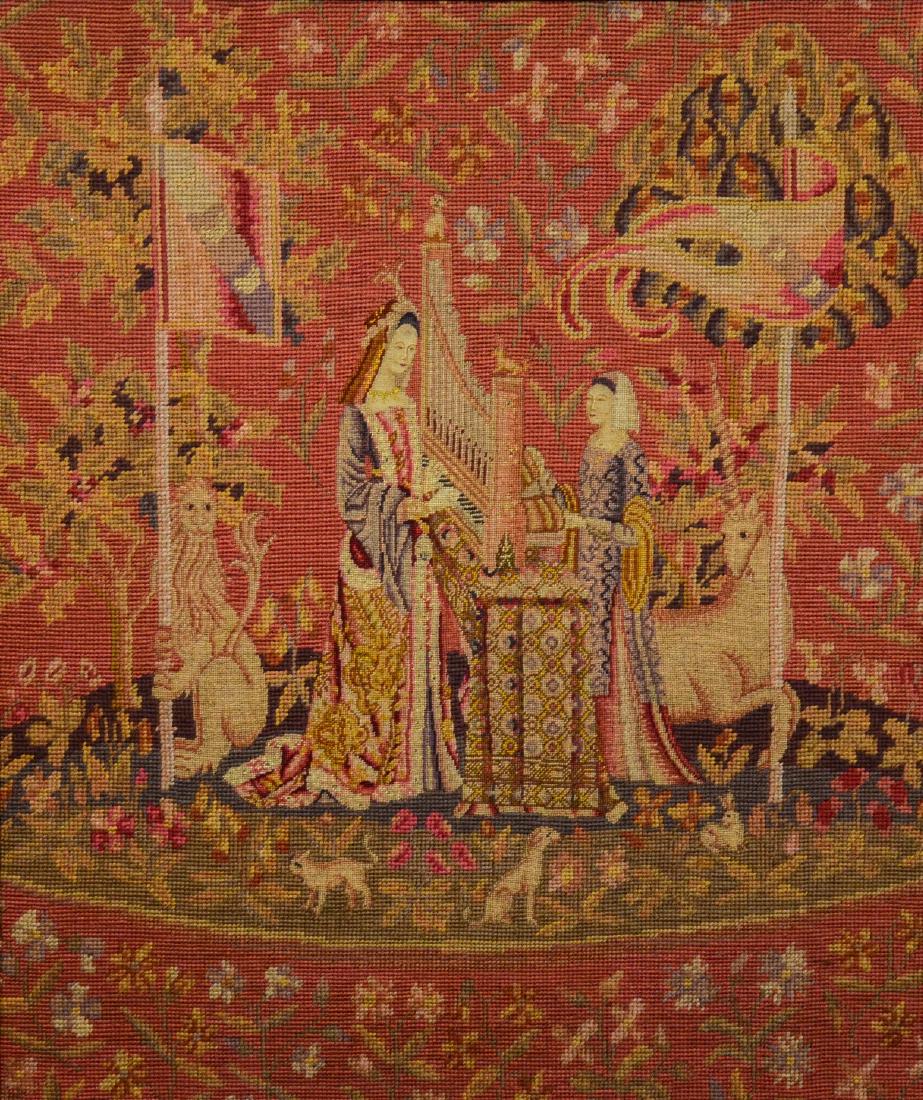 Needlework petit point panel by Gloria Paul, d 2014, (1 of 4)