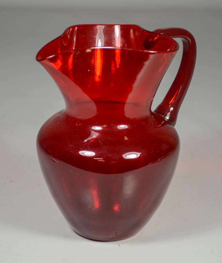 Venini art glass ruby pitcher, signed, original label (1 of 5)