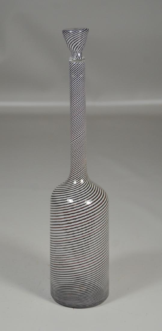 Venini art glass liquor bottle decanter, black & white (1 of 2)