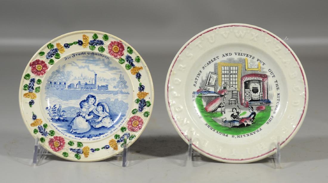(2) Staffordshire children's plates, a Franklin's Motto (1 of 3)