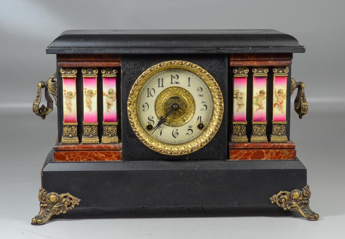 Ingraham, Bristol, Conn mantle clock with white metal (1 of 5)
