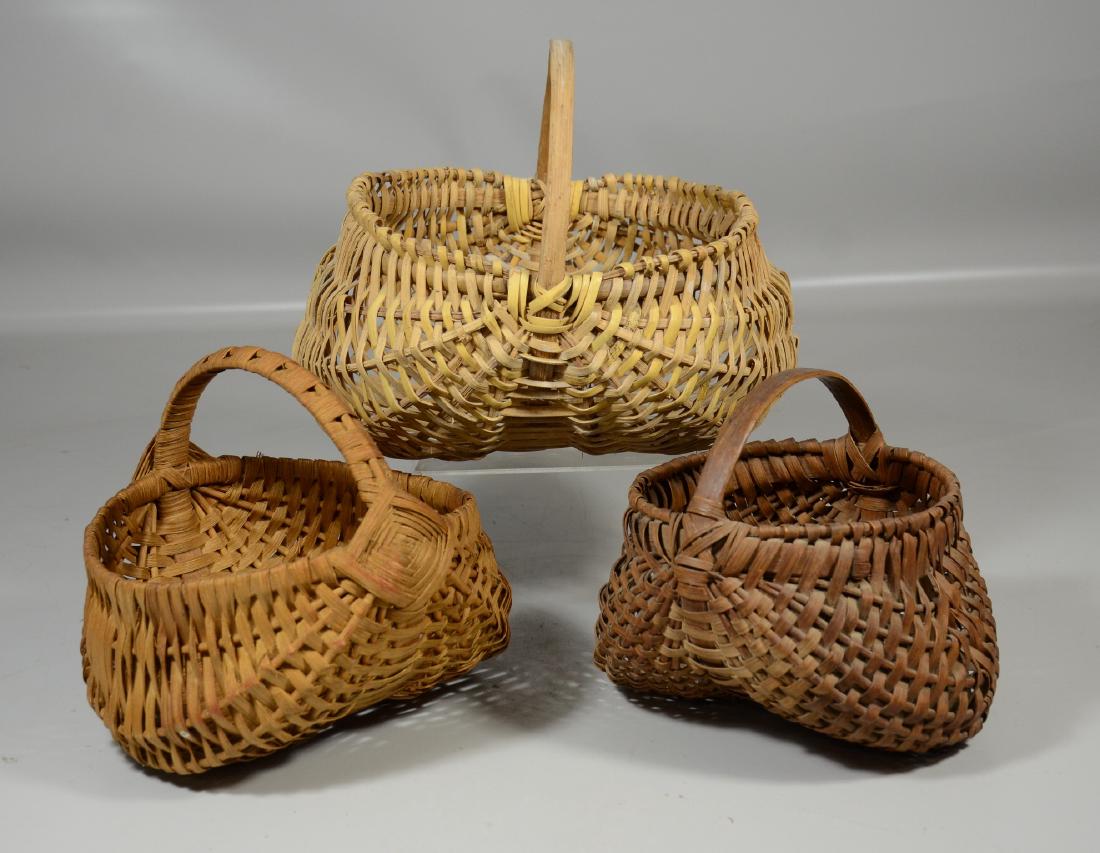 (3) Woven buttocks baskets, largest 10" w (1 of 2)
