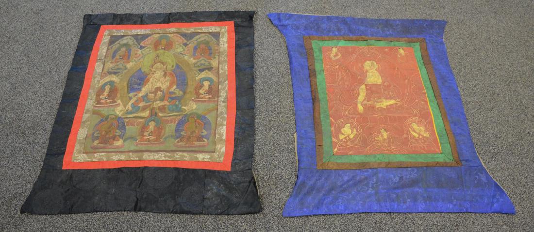 (2) Tibetan Thangka, largest 38" x 31" (1 of 3)