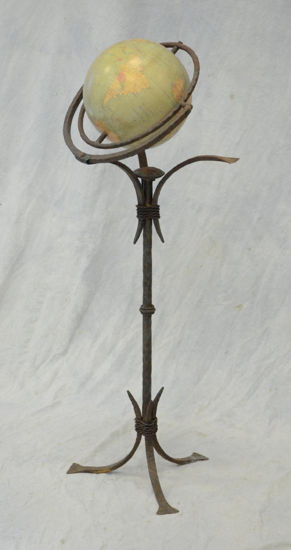 Antique globe on wrought iron stand, marked "Dalmau (1 of 5)
