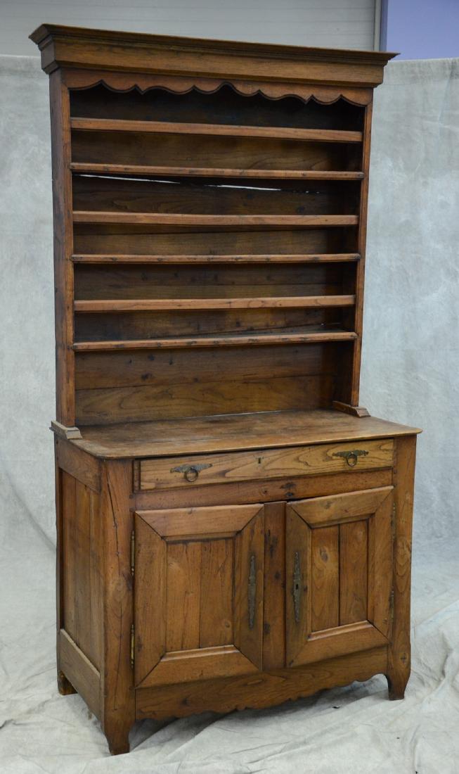 Georgian elmwood pewter cupboard, open upper section (1 of 1)