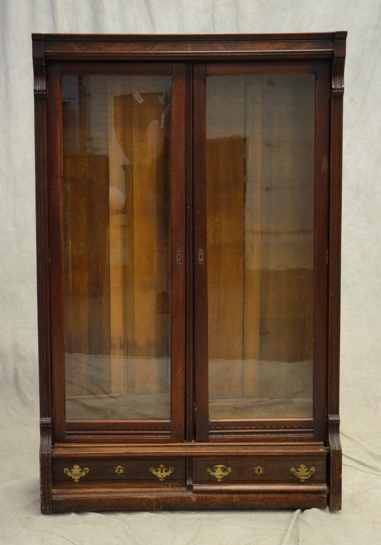 Eastlake Victorian walnut 2-door bookcase (1 of 4)