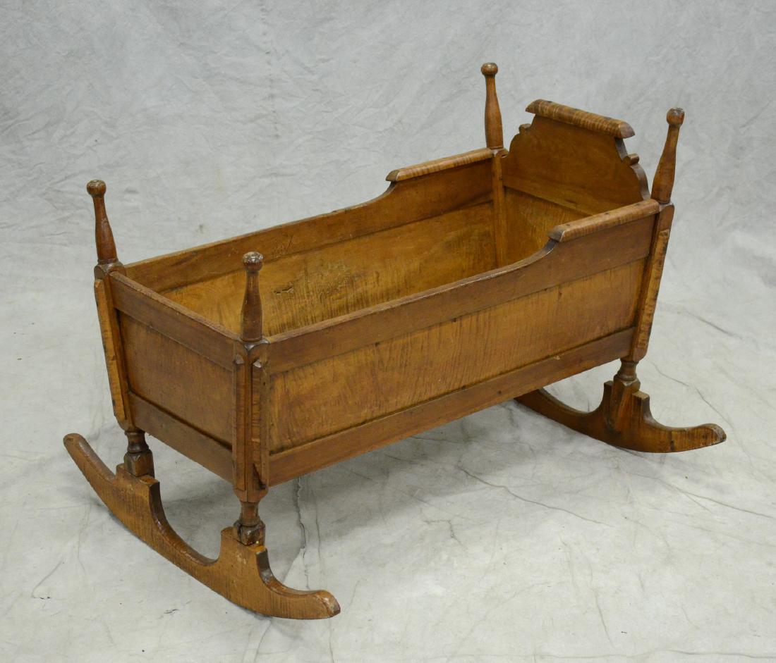 Poplar & figured maple Sheraton cradle (1 of 3)