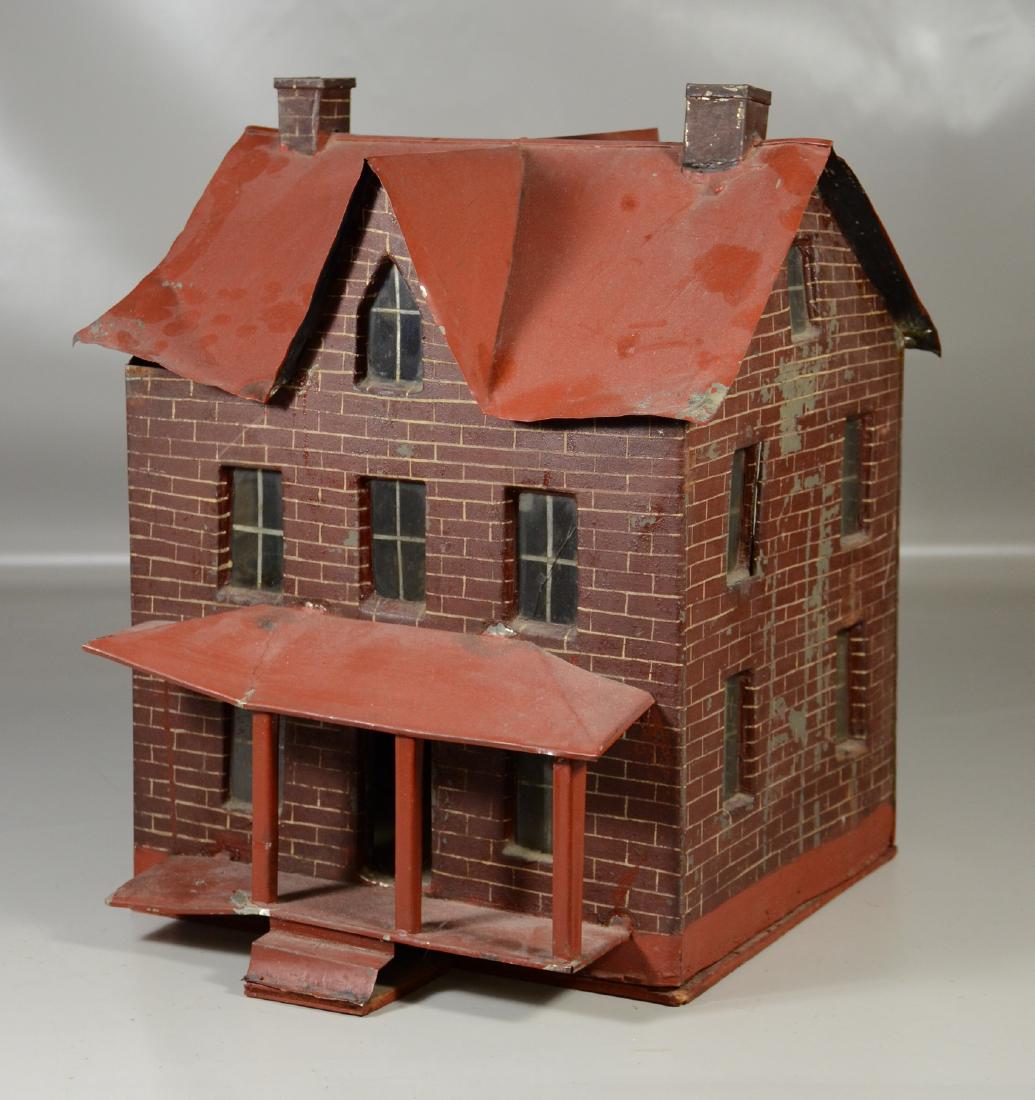Faux brick painted tin doll house (1 of 4)