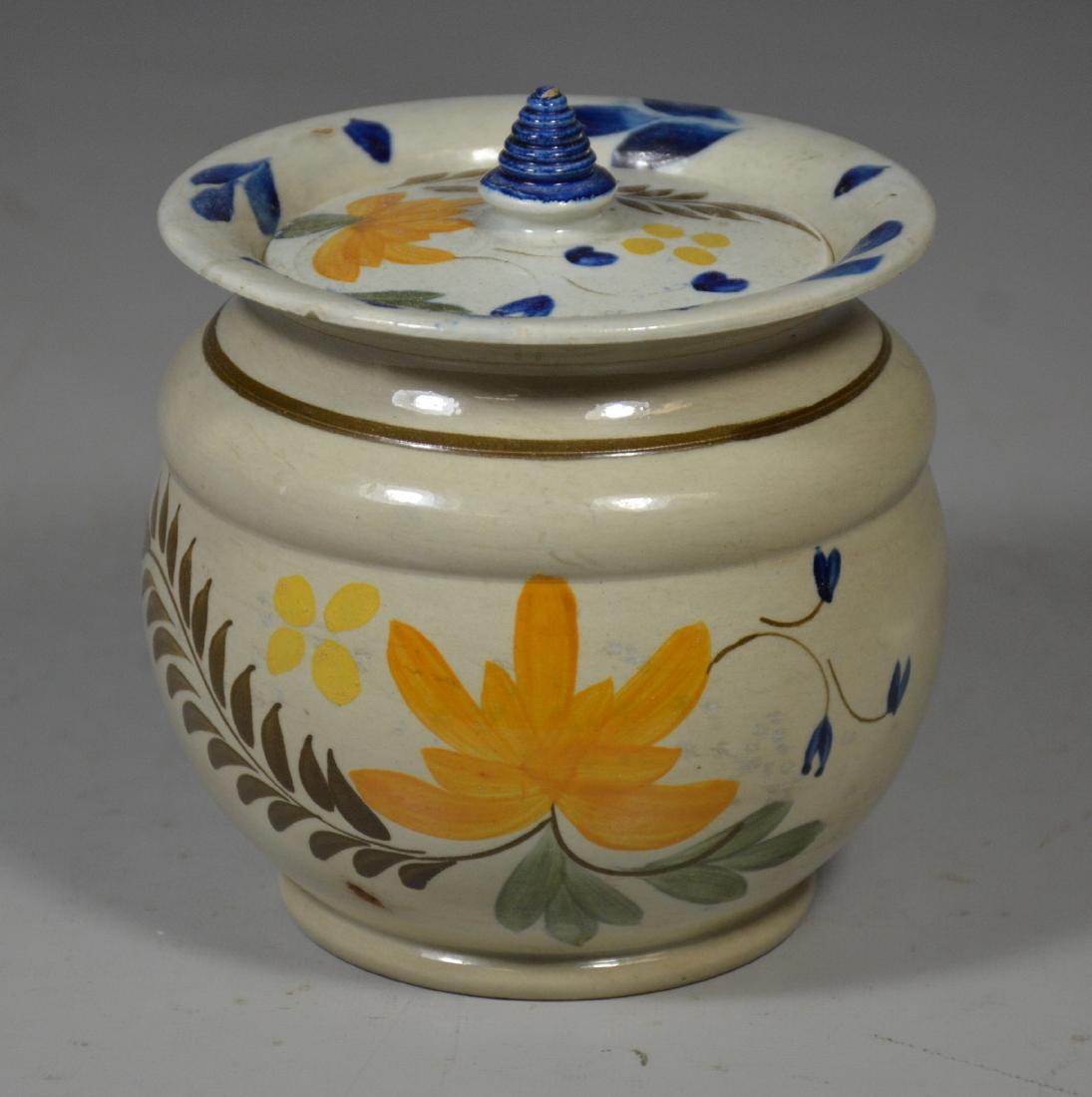 Decorated Leeds soft paste sugar bowl (1 of 5)