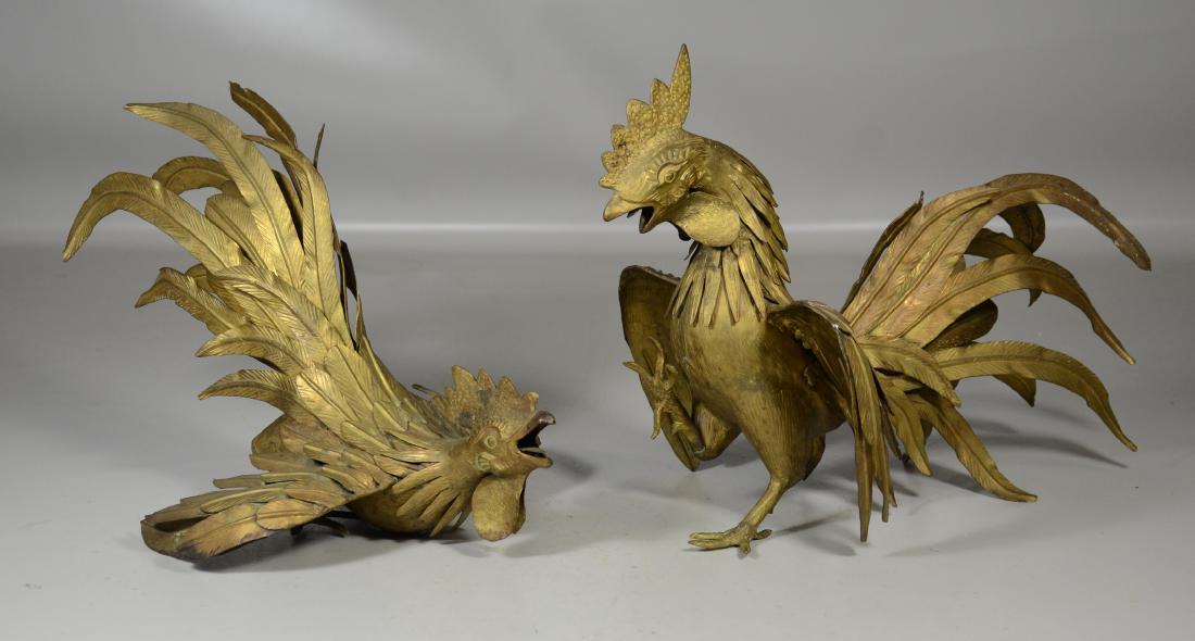 Pair of Decorative Brass Roosters (1 of 4)